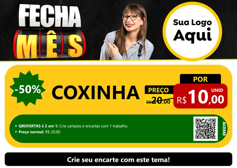 Modelo de Cartaz para Cartaz A4 Horizontal com o tema Fecha Mês para Salgadaria