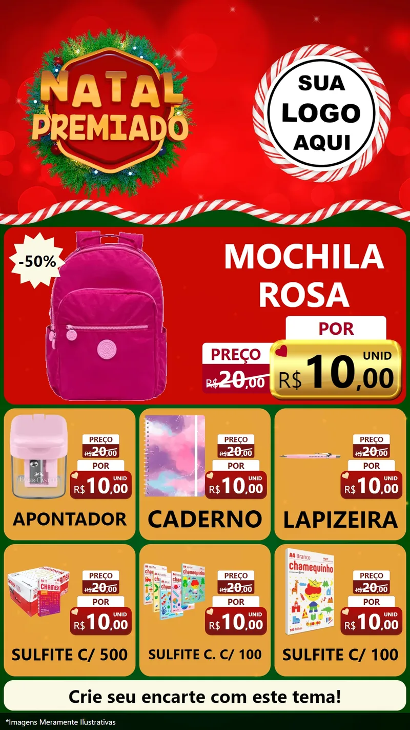 Modelo de Rede Social para Stories com o tema Natal Premiado para Papelaria