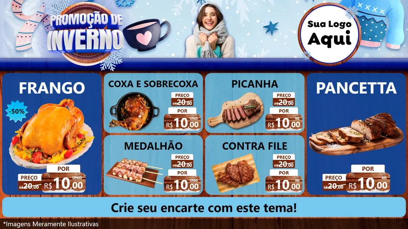 Modelo de TV para TV Horizontal com o tema Promoção de Inverno para Assados