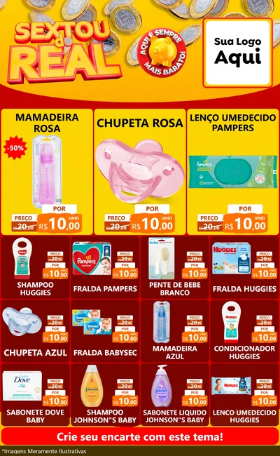 Modelo de Encarte para Encarte Grande com o tema Sextou do Real para Bebês