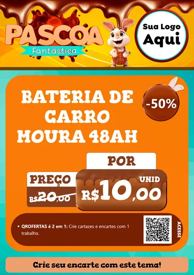 Modelo de Cartaz para Cartaz A4 Vertical com o tema Páscoa Fantástica para Baterias Elétricas