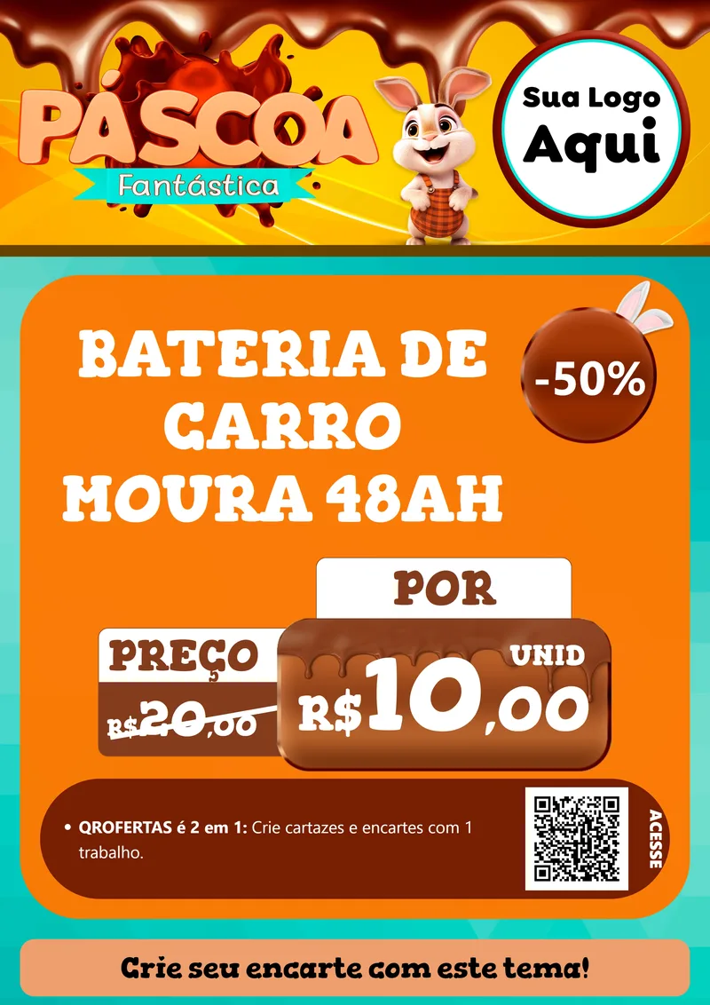 Modelo de Cartaz para Cartaz A4 Vertical com o tema Páscoa Fantástica para Baterias Elétricas