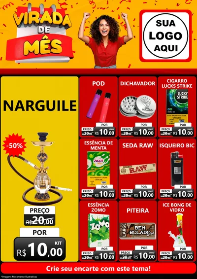 Modelo de Encarte para Encarte A4 Vertical com o tema Virada de Mês para Tabacaria