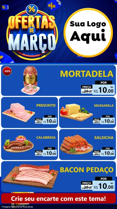 Modelo de TV para TV Vertical com o tema Ofertas de Março para Frios e Laticínios