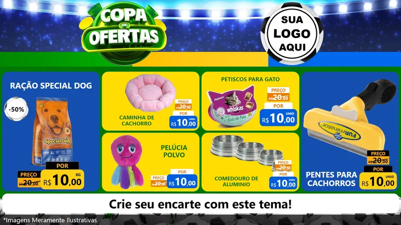 Modelo de TV para TV Horizontal com o tema Copa de Ofertas para Pet Shop