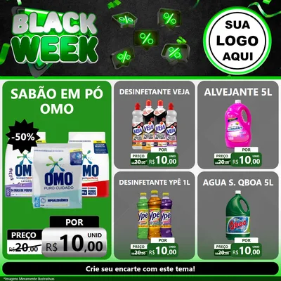 Modelo de Rede Social para Feed Facebook com o tema Black Week para Produtos de Limpeza