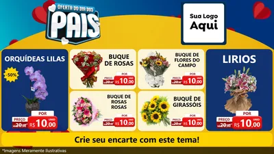 Modelo de TV para TV Horizontal com o tema Oferta Do Dia Dos Pais para Floricultura e jardim