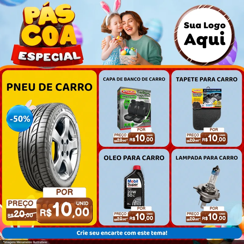 Modelo de Rede Social para Feed Facebook com o tema Páscoa Especial para Auto peças