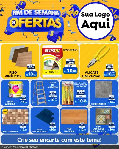 Modelo de Rede Social para Feed Instagram com o tema Fim de Semana de Ofertas para Material para Construção
