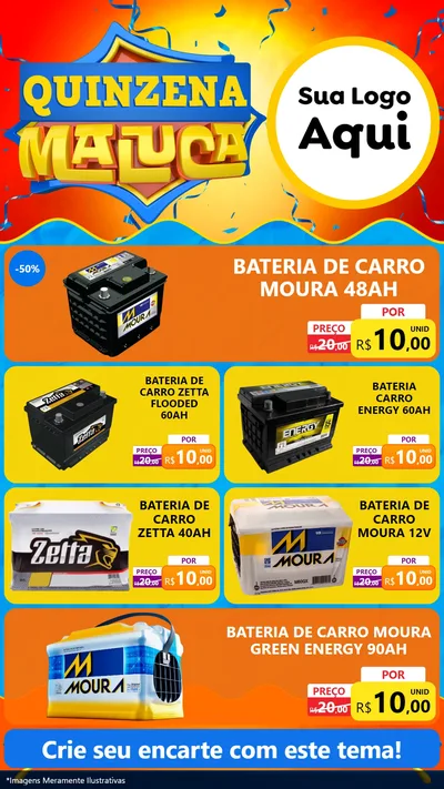 Modelo de TV para TV Vertical com o tema Quinzena Maluca para Baterias Elétricas