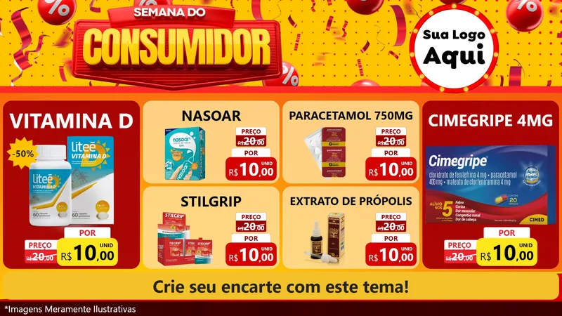 Modelo de TV para TV Horizontal com o tema Semana do Consumidor para Farmácia