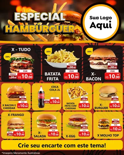 Modelo de Rede Social para Feed Instagram com o tema Especial Hambúrguer para Hamburgueria
