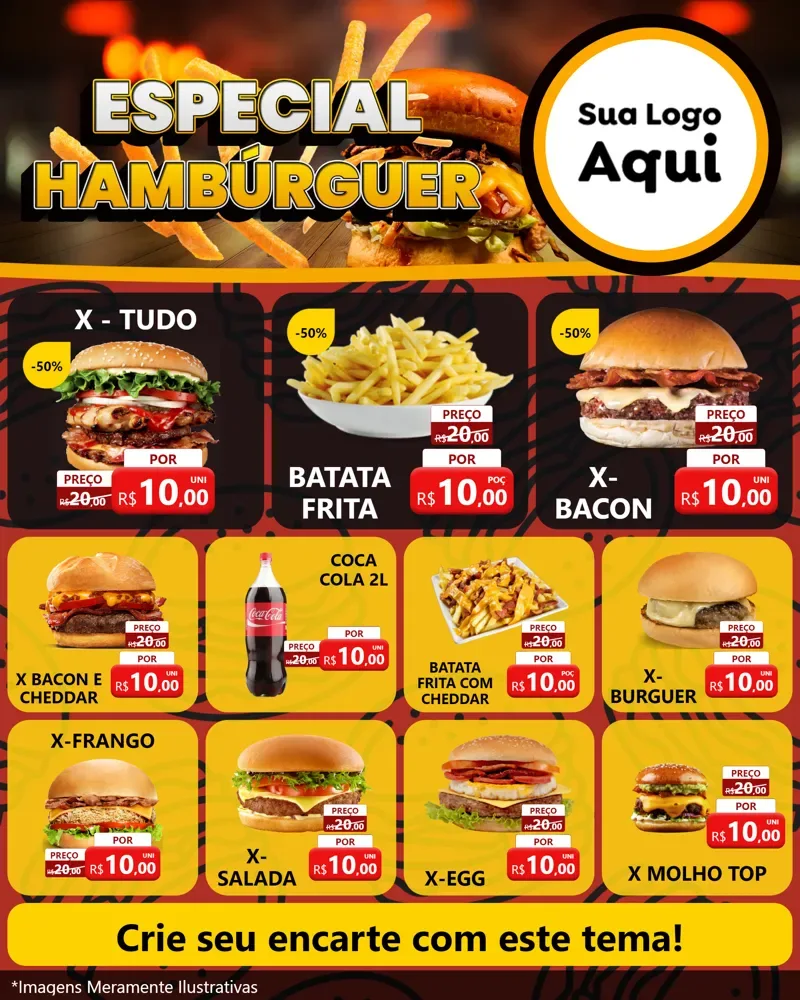 Modelo de Rede Social para Feed Instagram com o tema Especial Hambúrguer para Hamburgueria