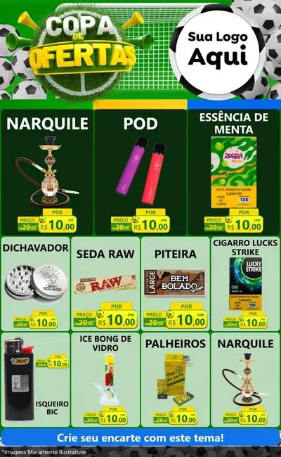 Modelo de Encarte para Encarte Grande com o tema Copa De Ofertas para Tabacaria