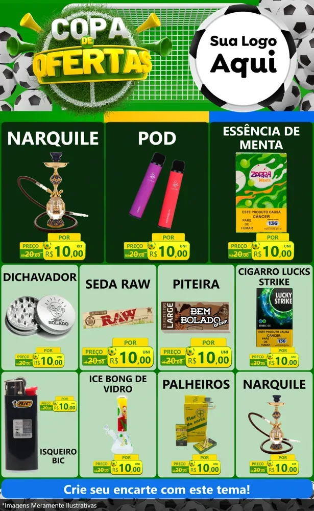 Modelo de Encarte para Encarte Grande com o tema Copa De Ofertas para Tabacaria