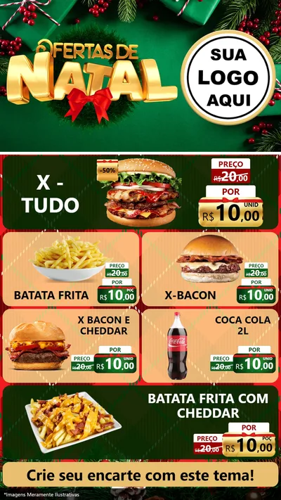 Modelo de TV para TV Vertical com o tema Ofertas de Natal para Hamburgueria