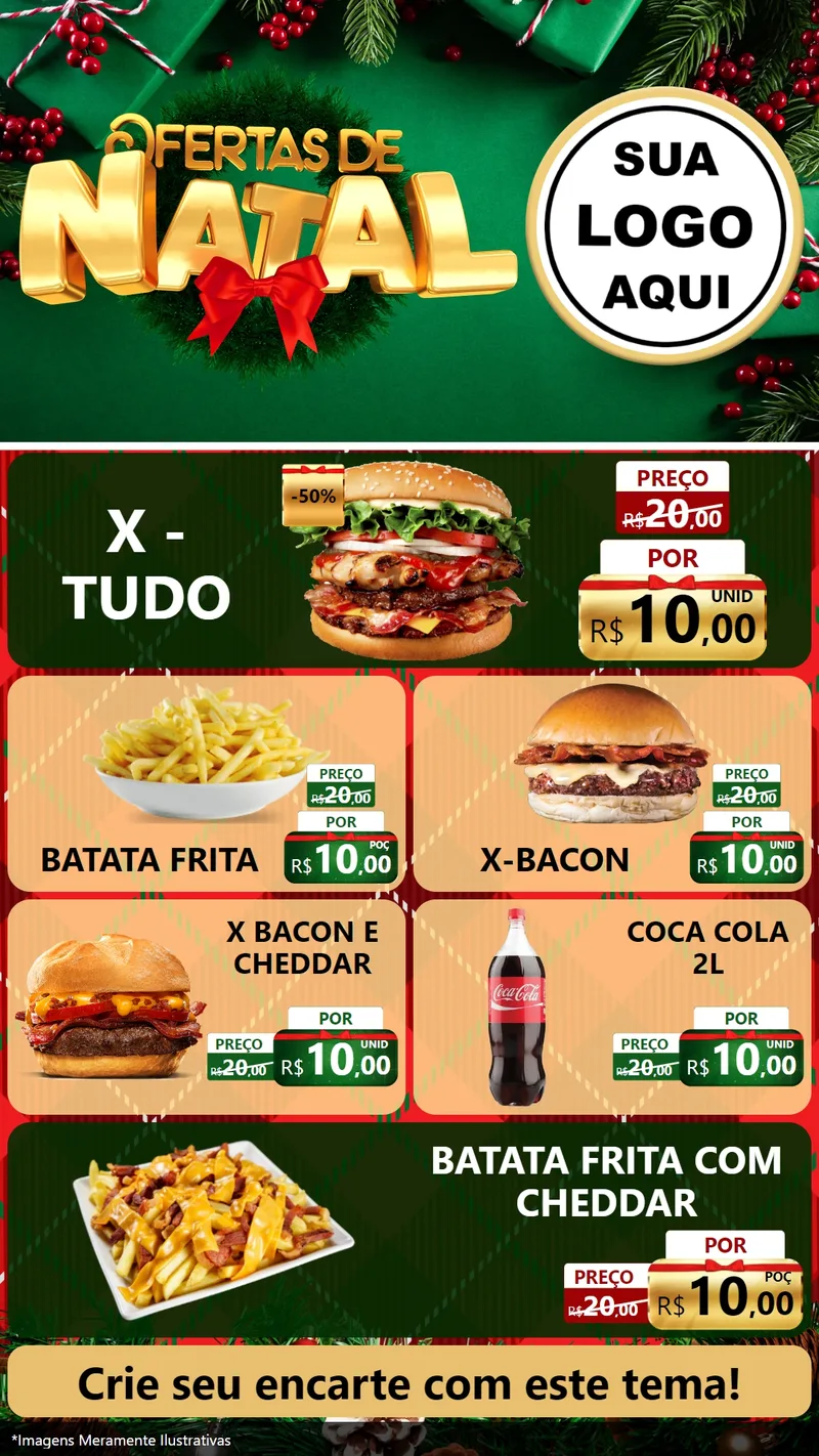 Modelo de TV para TV Vertical com o tema Ofertas de Natal para Hamburgueria