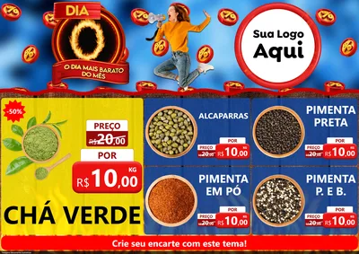 Modelo de Encarte para Encarte A4 Horizontal com o tema Dia O - O Dia Mais Barato Do Mês para Produtos Naturais