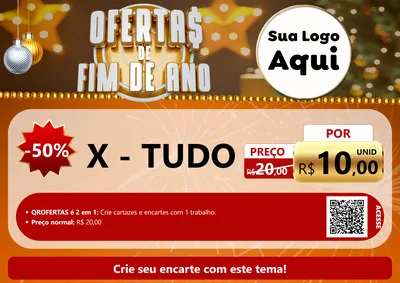 Modelo de Cartaz para Cartaz A4 Horizontal com o tema Ofertas de Fim de Ano para Hamburgueria