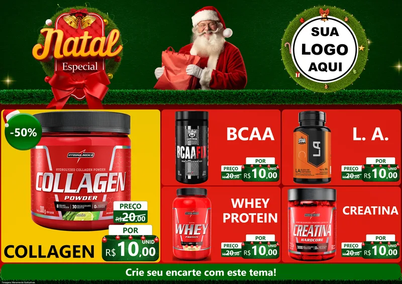 Modelo de Encarte para Encarte A4 Horizontal com o tema Natal Especial para Suplementos alimentares