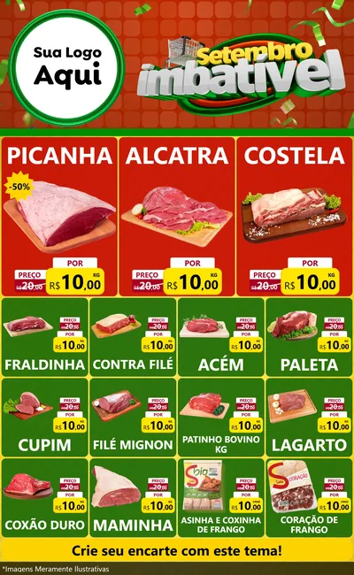 Modelo de Encarte para Encarte Grande com o tema Setembro Imbatível para Açougue