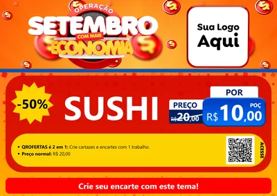 Modelo de Cartaz para Cartaz A4 Horizontal com o tema Operação Setembro Com Muita Economia para Comida japonesa