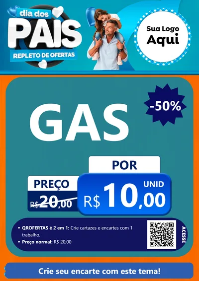 Modelo de Cartaz para Cartaz A4 Vertical com o tema Dia Dos Pais Repleto de Ofertas para Água e gás