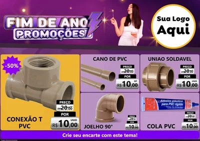 Modelo de Encarte para Encarte A4 Horizontal com o tema Fim de Ano Promoções para Tubos e conexões