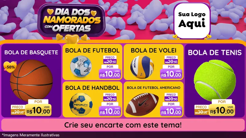 Modelo de TV para TV Horizontal com o tema Dia Dos Namorados Com Ofertas para Artigos Esportivos