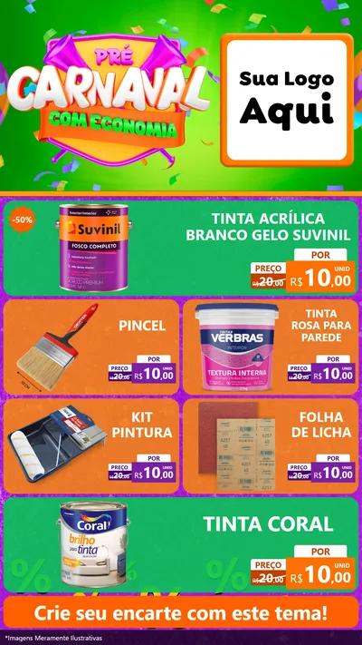 Modelo de TV para TV Vertical com o tema Pré-Carnaval Com Economia para Tintas e Ferramentas