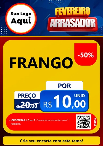 Modelo de Cartaz para Cartaz A4 Vertical com o tema Fevereiro Arrasador para Assados