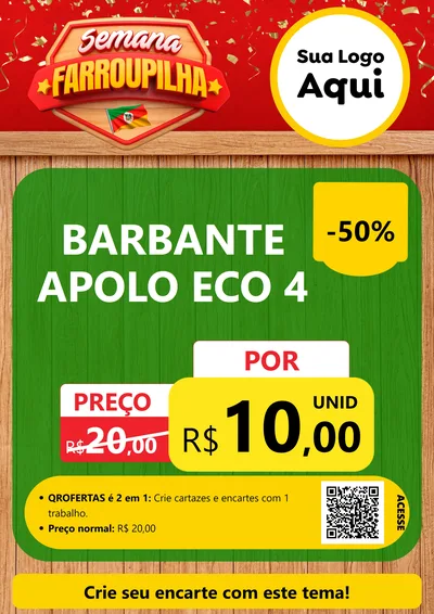 Modelo de Cartaz para Cartaz A4 Vertical com o tema Semana Farroupilha para Armarinho e Aviamentos