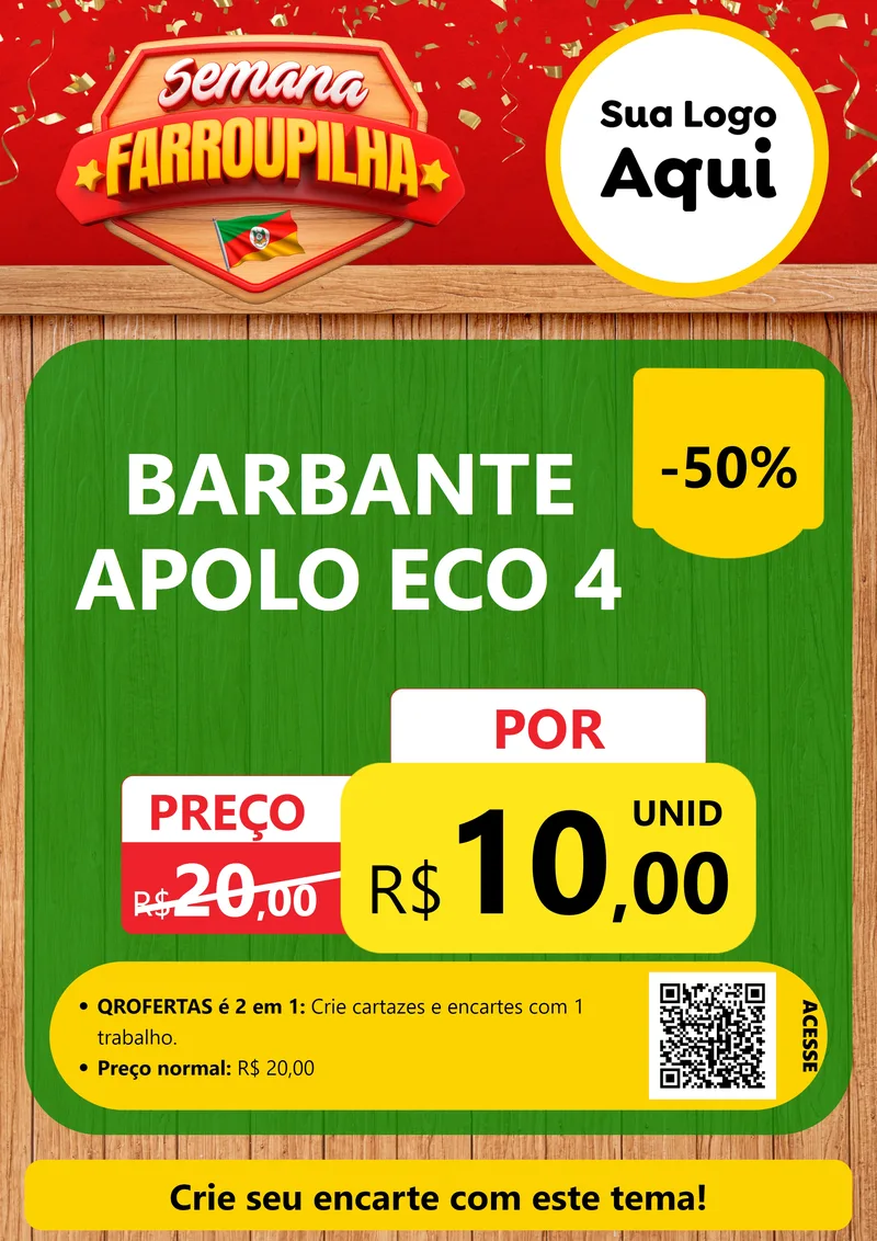 Modelo de Cartaz para Cartaz A4 Vertical com o tema Semana Farroupilha para Armarinho e Aviamentos
