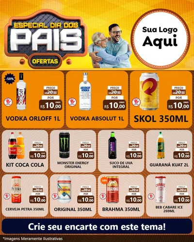 Modelo de Rede Social para Feed Instagram com o tema Especial Dia dos Pais para Distribuidora de bebidas