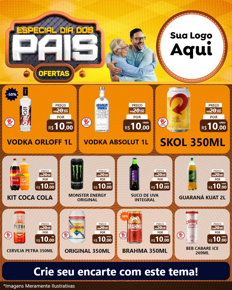 Modelo de Rede Social para Feed Instagram com o tema Especial Dia dos Pais para Distribuidora de bebidas