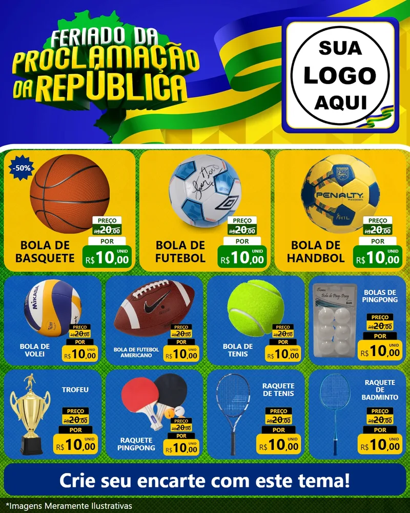 Modelo de Rede Social para Feed Instagram com o tema Feriado da Proclamação da República para Artigos Esportivos