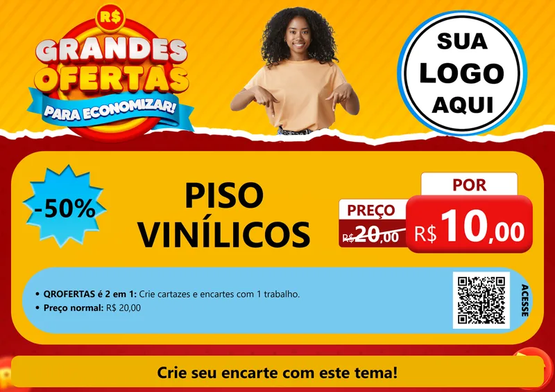 Modelo de Cartaz para Cartaz A4 Horizontal com o tema Grandes Ofertas Para Economizar! para Material para Construção