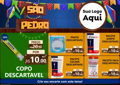 Modelo de Encarte para Encarte A4 Horizontal com o tema São Pedro para Embalagens