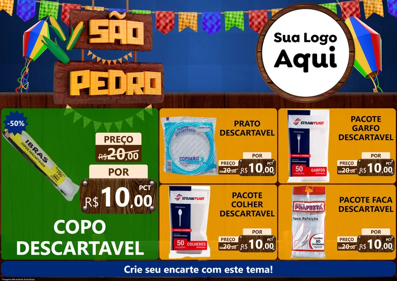 Modelo de Encarte para Encarte A4 Horizontal com o tema São Pedro para Embalagens