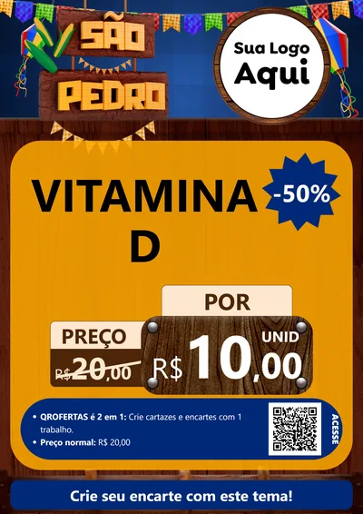 Modelo de Cartaz para Cartaz A4 Vertical com o tema São Pedro para Farmácia
