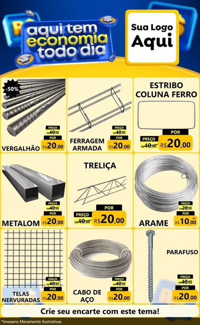 Modelo de Encarte para Encarte Grande com o tema Aqui Tem Economia Todo Dia para Ferragens