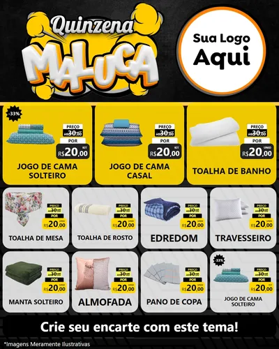 Modelo de Rede Social para Feed Instagram com o tema Quinzena Maluca para Cama, Mesa e Banho
