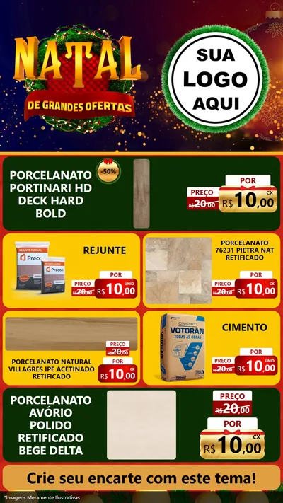 Modelo de TV para TV Vertical com o tema Natal de Grandes Ofertas para Pisos e revestimentos