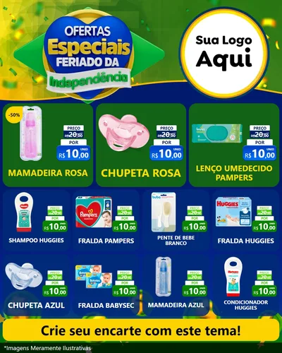 Modelo de Rede Social para Feed Instagram com o tema Ofertas Especiais Feriado da Independência para Bebês