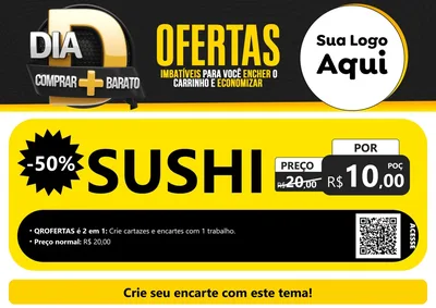 Modelo de Cartaz para Cartaz A4 Horizontal com o tema Dia D Mais Economia para Comida japonesa