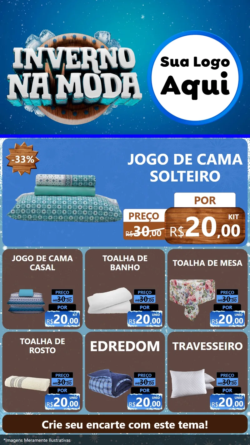 Modelo de Rede Social para Stories com o tema Inverno na Moda para Cama, Mesa e Banho