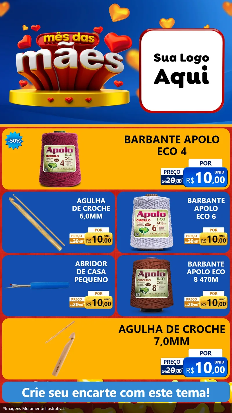 Modelo de TV para TV Vertical com o tema Mês das Mães para Armarinho e Aviamentos