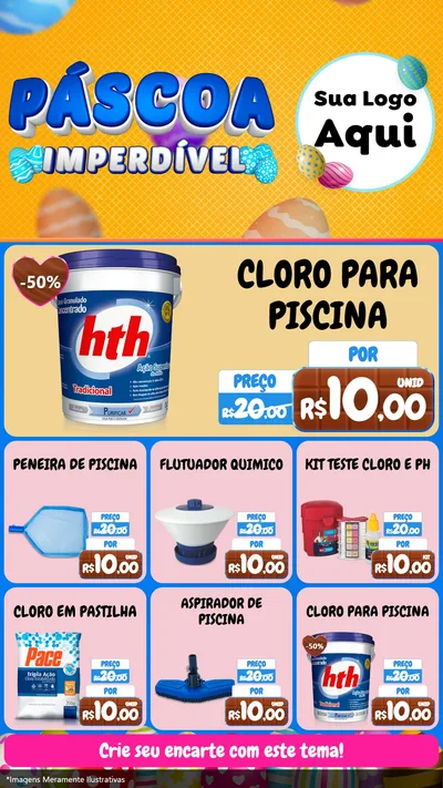 Modelo de Rede Social para Stories com o tema Páscoa Imperdível para Produtos para Piscina