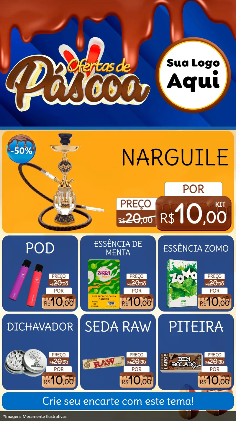 Modelo de Rede Social para Stories com o tema Ofertas de Páscoa para Tabacaria