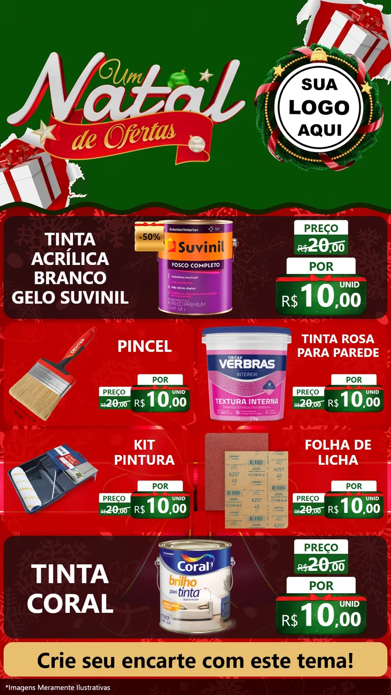 Modelo de TV para TV Vertical com o tema Um Natal de Ofertas para Tintas e Ferramentas